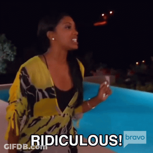 Woman In Front Of Pool Saying Ridiculous GIF