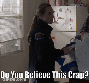 Woman In Front Of Refrigerator Saying Do You Believe This Crap GIF