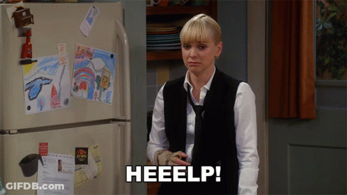 Woman In Front Of Refrigerator Saying Heeelp GIF