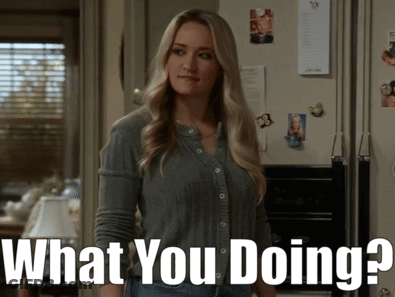 Woman In Front Of Refrigerator Saying What You Doing GIF