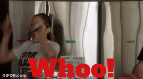 Woman In Front Of Refrigerator Saying Whoo GIF