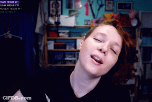 Woman In Front Of Screen Saying Resub X71 GIF