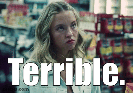 Woman In Front Of Terrible Sign GIF