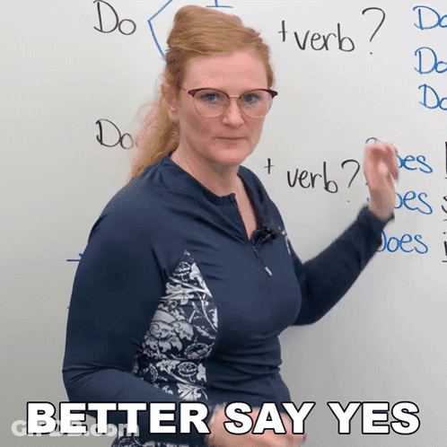 Woman In Front Of Whiteboard Saying Better Say Yes GIF