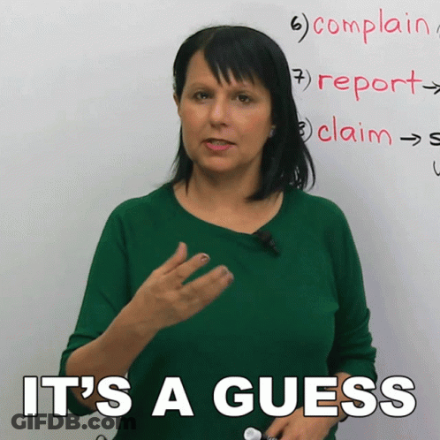 Woman In Front Of Whiteboard Saying It's A Guess GIF
