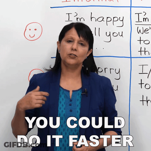 Woman In Front Of Whiteboard Saying You Could Do It Faster GIF