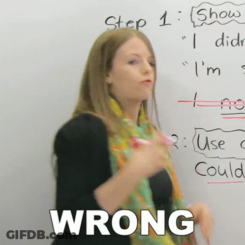 Woman In Front Of Whiteboard With Wrong GIF