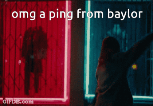 Woman In Front Of Window Saying Omg A Ping From Baylor GIF