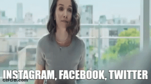 Woman In Front Of Window With Instagram Facebook Twitter GIF