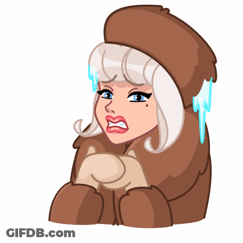 Woman In Fur Coat And Hat With Ice On Face GIF