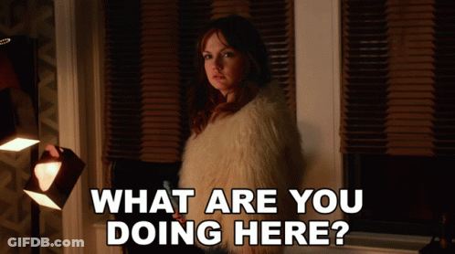 Woman In Fur Coat Asking What Are You Doing Here GIF