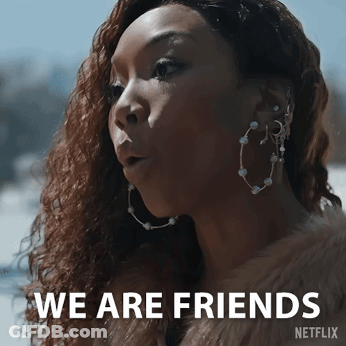 Woman In Fur Coat Saying We Are Friends GIF
