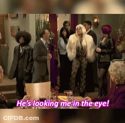 Woman In Fur Coat Says He's Looking Me In The Eye GIF