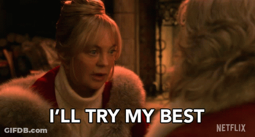 Woman In Fur Coat Tells Santa I'll Try My Best GIF
