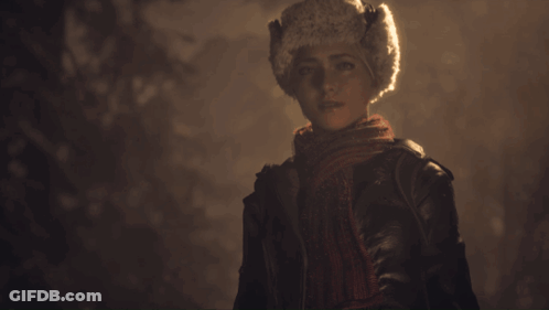Woman In Fur Hat And Scarf GIF