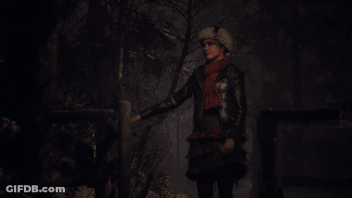 Woman In Fur Hat Looking Up At Sky GIF