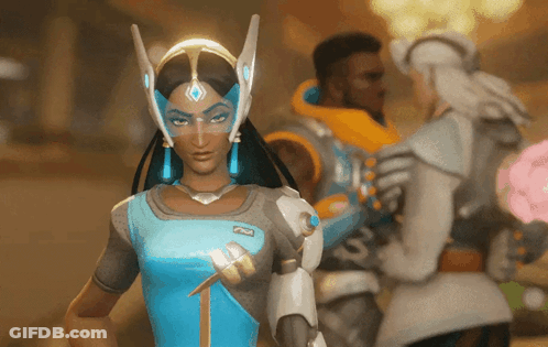Woman In Futuristic Outfit With Badge Saying A GIF