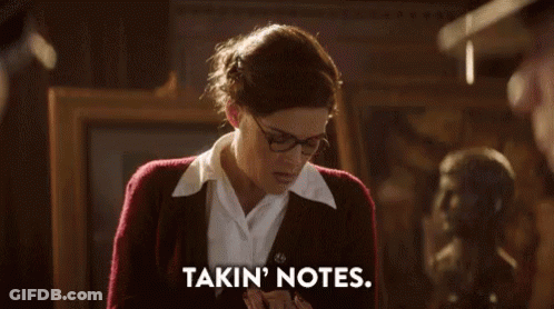 Woman In Glasses And Red Sweater Saying Takin Notes GIF