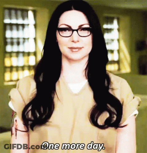 Woman In Glasses And Yellow Shirt Saying One More Day GIF
