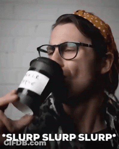 Woman In Glasses Drinking Slurp Slurp Slurp GIF