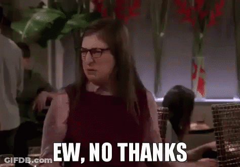 Woman In Glasses Saying Ew No Thanks At Restaurant GIF