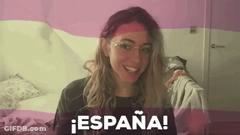 Woman In Glasses Smiling Pink White Flag Espana GIF