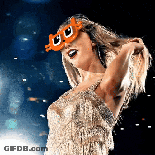 Woman In Gold Dress And Orange Sunglasses With Letter U GIF