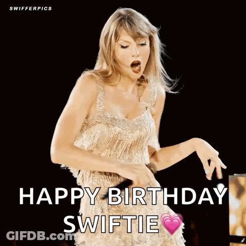 Woman In Gold Dress Dancing With Microphone GIF