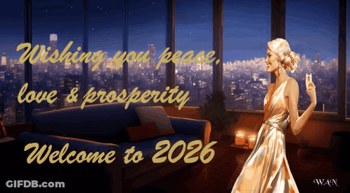 Woman In Gold Dress Holding Champagne GIF