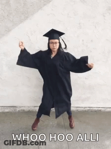 Woman In Graduation Cap And Gown Dancing Whoo Hoo Alli GIF