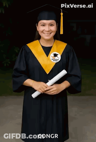 Woman In Graduation Cap And Gown Giving Thumbs Up GIF