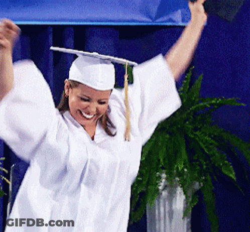 Woman In Graduation Cap And Gown Holding Diploma GIF