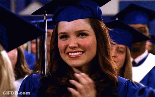 Woman In Graduation Cap And Gown Smiling GIF
