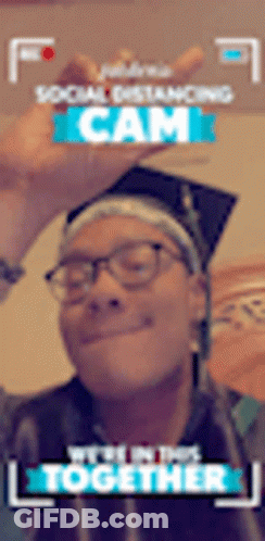 Woman In Graduation Cap And Gown Taking Photo GIF