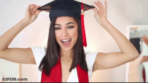 Woman In Graduation Cap And Gown Tongue Out GIF