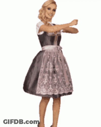 Woman In Gray Dress Pointing GIF