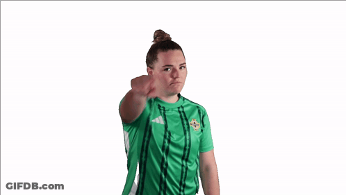 Woman In Green Adidas Jersey Pointing At Camera GIF