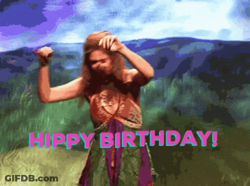 Woman In Green And Purple Dancing Happy Birthday GIF
