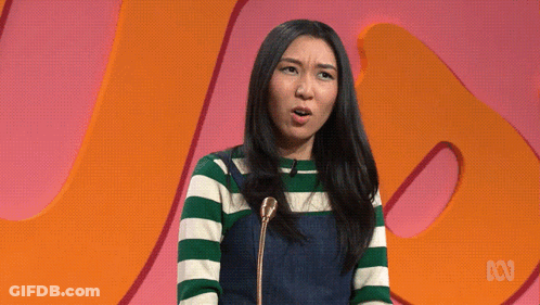 Woman In Green And White Striped Shirt At Microphone With ABC Logo GIF