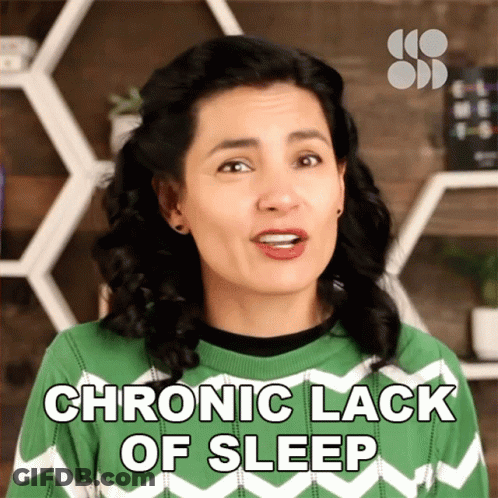 Woman In Green And White Sweater Says Chronic Lack Of Sleep GIF