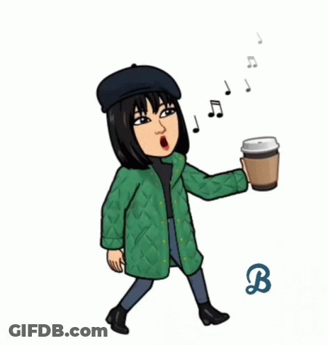 Woman In Green Coat Holding Coffee GIF