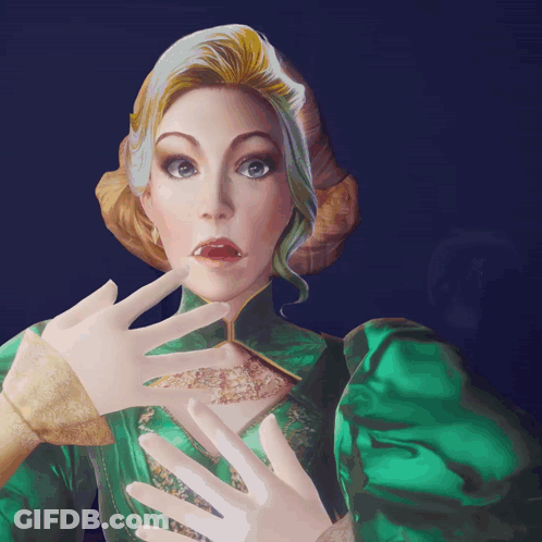 Woman In Green Dress And White Gloves GIF