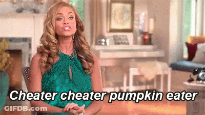 Woman In Green Dress Cheater Cheater Pumpkin Eater GIF