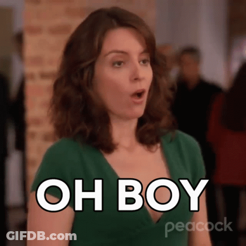 Woman In Green Dress Saying Oh Boy GIF