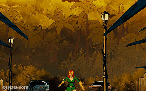 Woman In Green Dress Walking On Street GIF