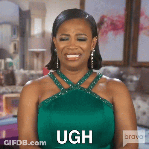 Woman In Green Dress With Ugh GIF