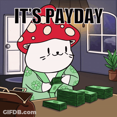 Woman In Green Jacket Holding Paper Saying Payday GIF