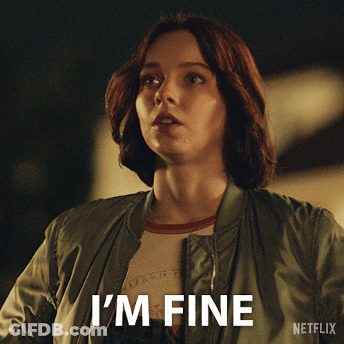 Woman In Green Jacket Saying Im Fine GIF