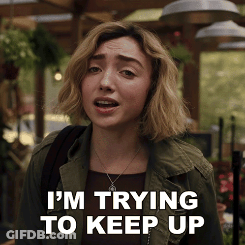 Woman In Green Jacket Saying Keep Up GIF