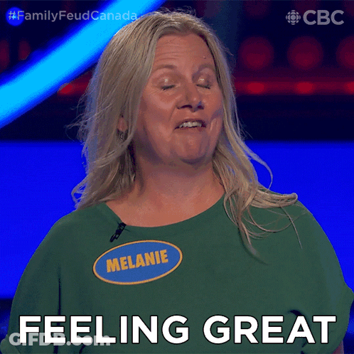 Woman In Green Shirt Named Melanie Says Feeling Great GIF